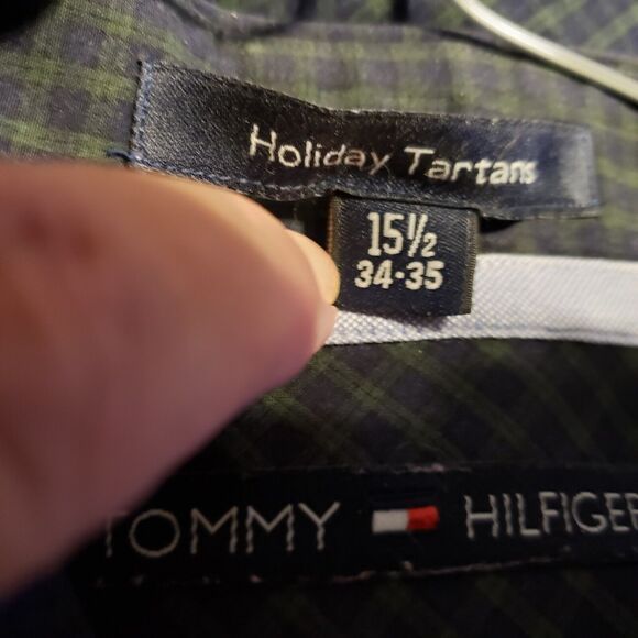 Tommy Hilfiger Navy Checkered Button Down Men's Longsleeve Shirt Sz S  ( 15.5... - Picture 3 of 5